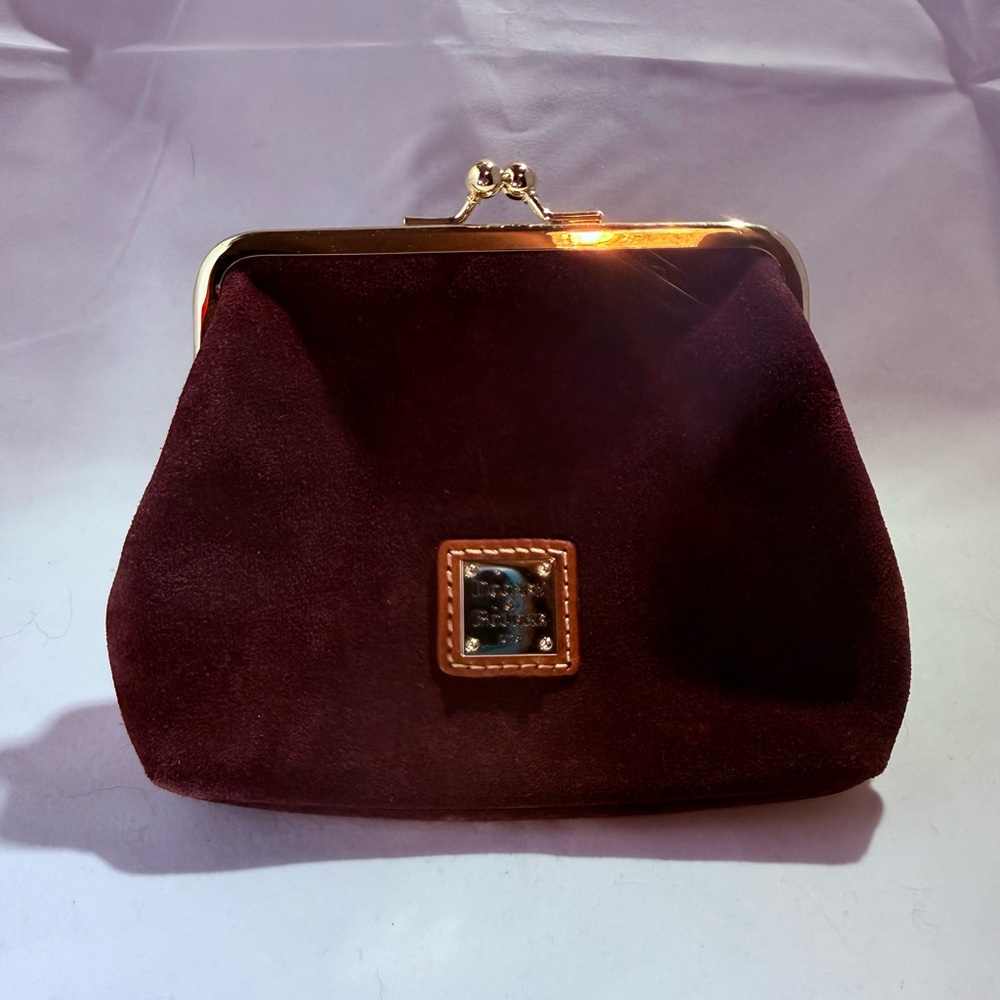 Dooney & Bourke Burgundy Clutch with Gold Frame Coin purse